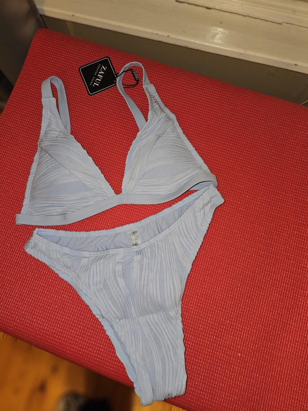 ZAFUL Light Blue Textured 2-Piece Bikini Swimsuit